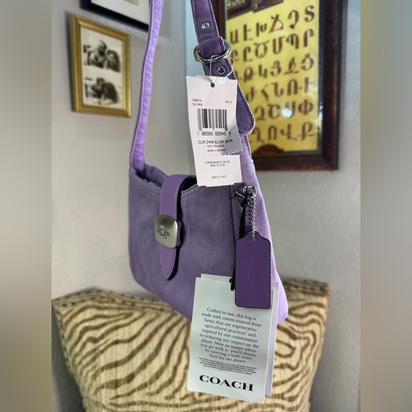 Coach Eliza Purple Denim Shoulder Bag - Picture 4 of 6